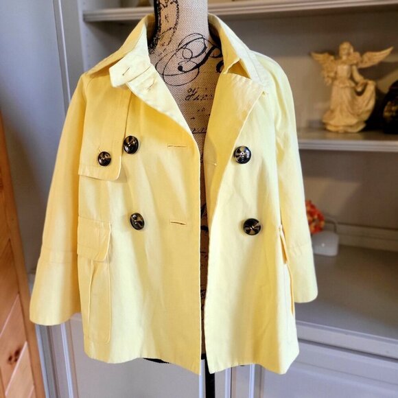 Style & Co  Swing  Yellow Rain Coat /  Peacock  Jacket  -  L - Picture 7 of 10